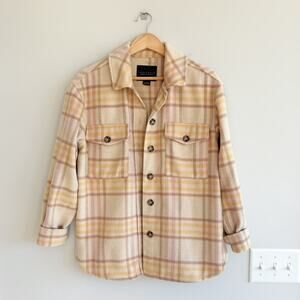 Sanctuary Plaid Shacket Pink Yellow Cream XS